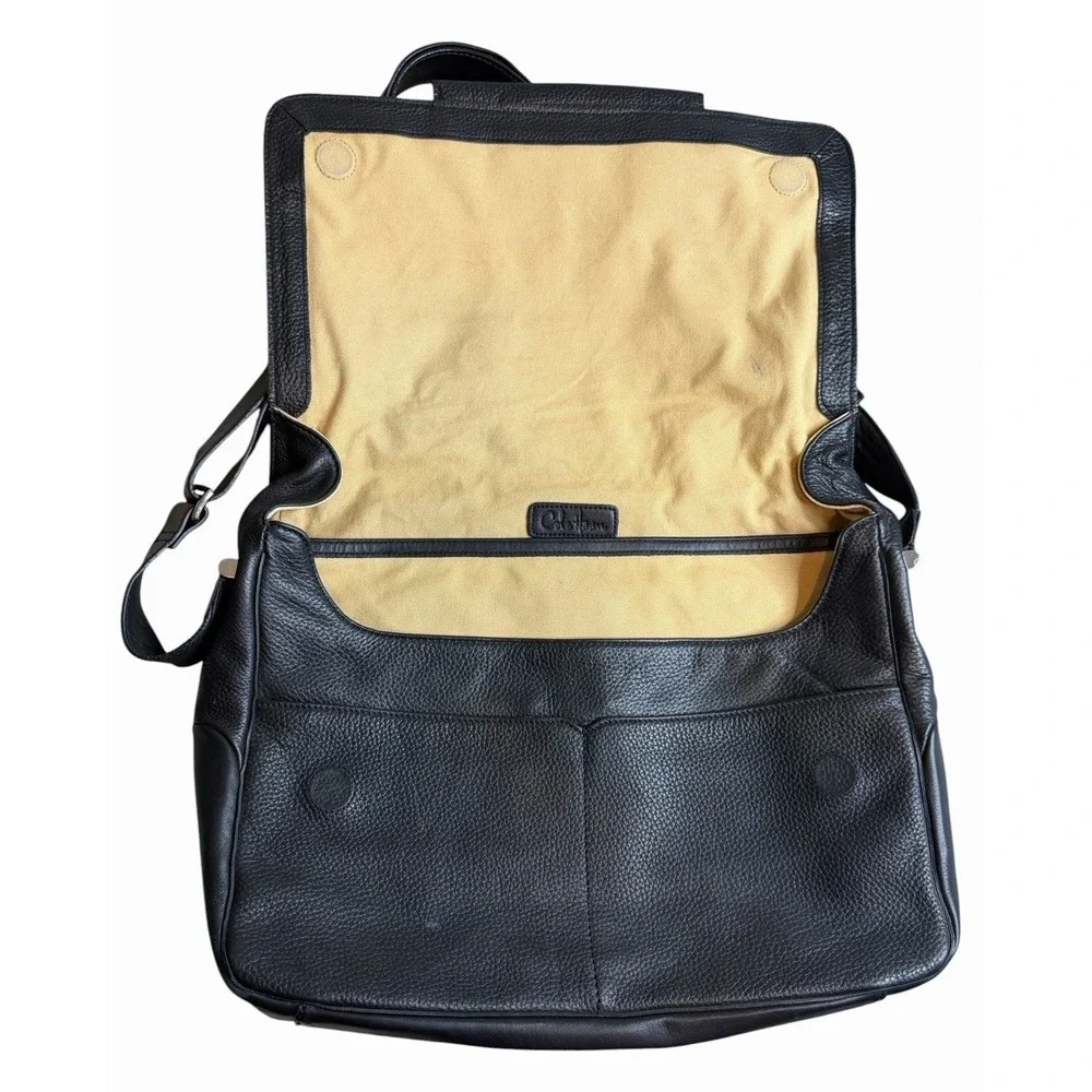 Cole Haan Black Pebbled Leather Messenger Bag Laptop Crossbody Briefcase